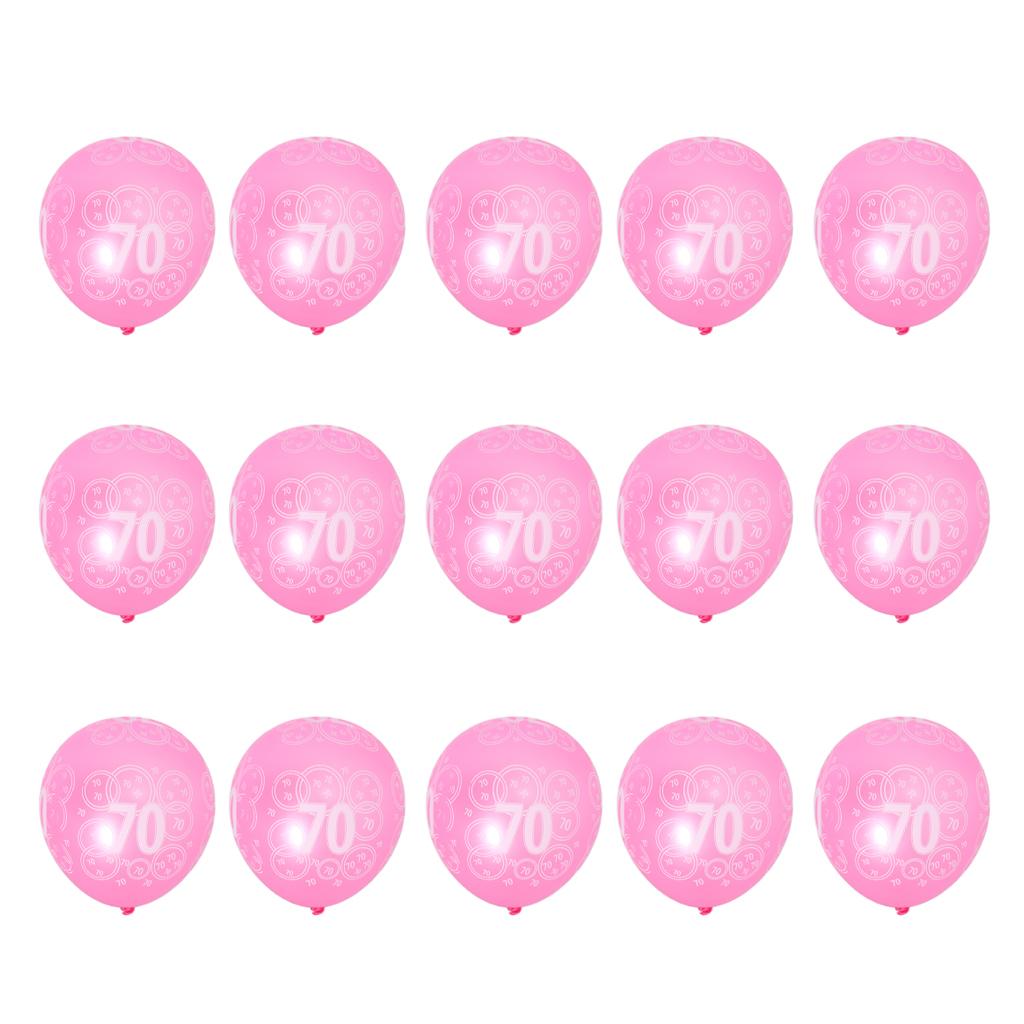 2x15 Pieces Birthday Anniversary Latex Balloon Decoration Age Number 70th Pink