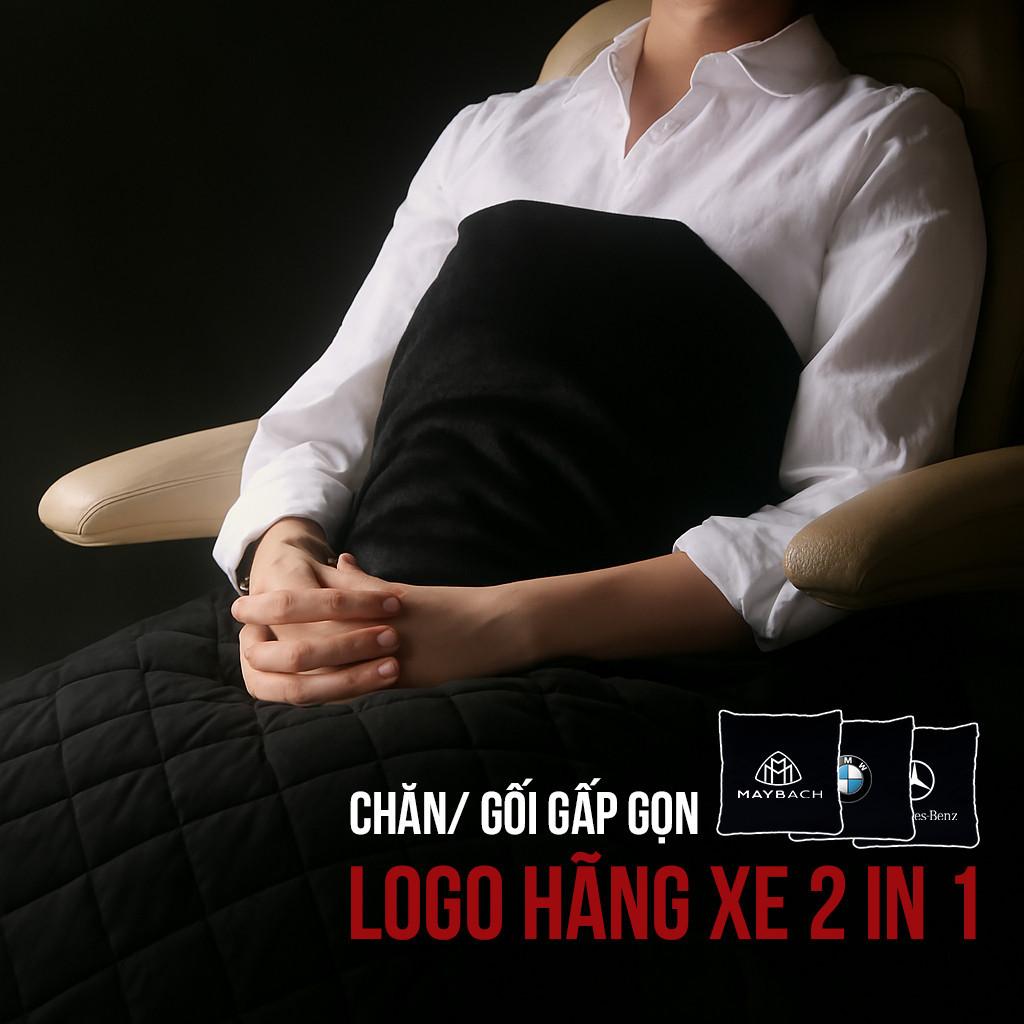 Gối và chăn (mền) 2 trong 1 (logo MAYBACH CAO CẤP) - Sử dụng làm tựa lưng, chăn đắp văn phòng