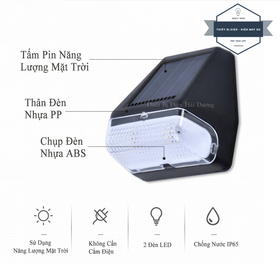 Đèn LED Gắn Tường - Chân Cầu Thang - Trang Trí Sân Vườn - Chiếu Sáng Lối Đi - Sử Dụng Năng Lượng Mặt Trời HC-35