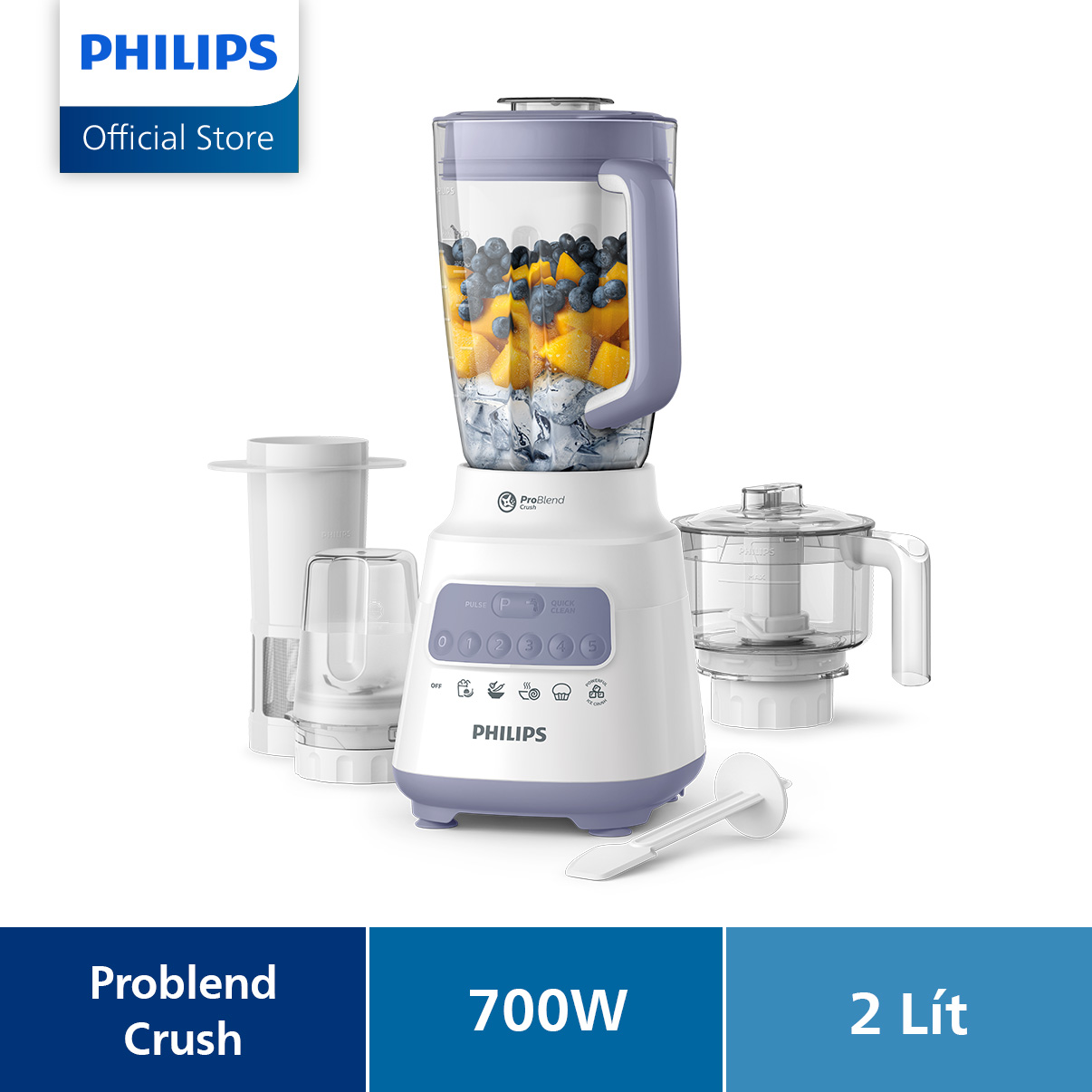 Máy xay sinh tố PHILIPS HR2223 /00 700W full phụ kiện cối nhựa - Hàng Chính Hãng