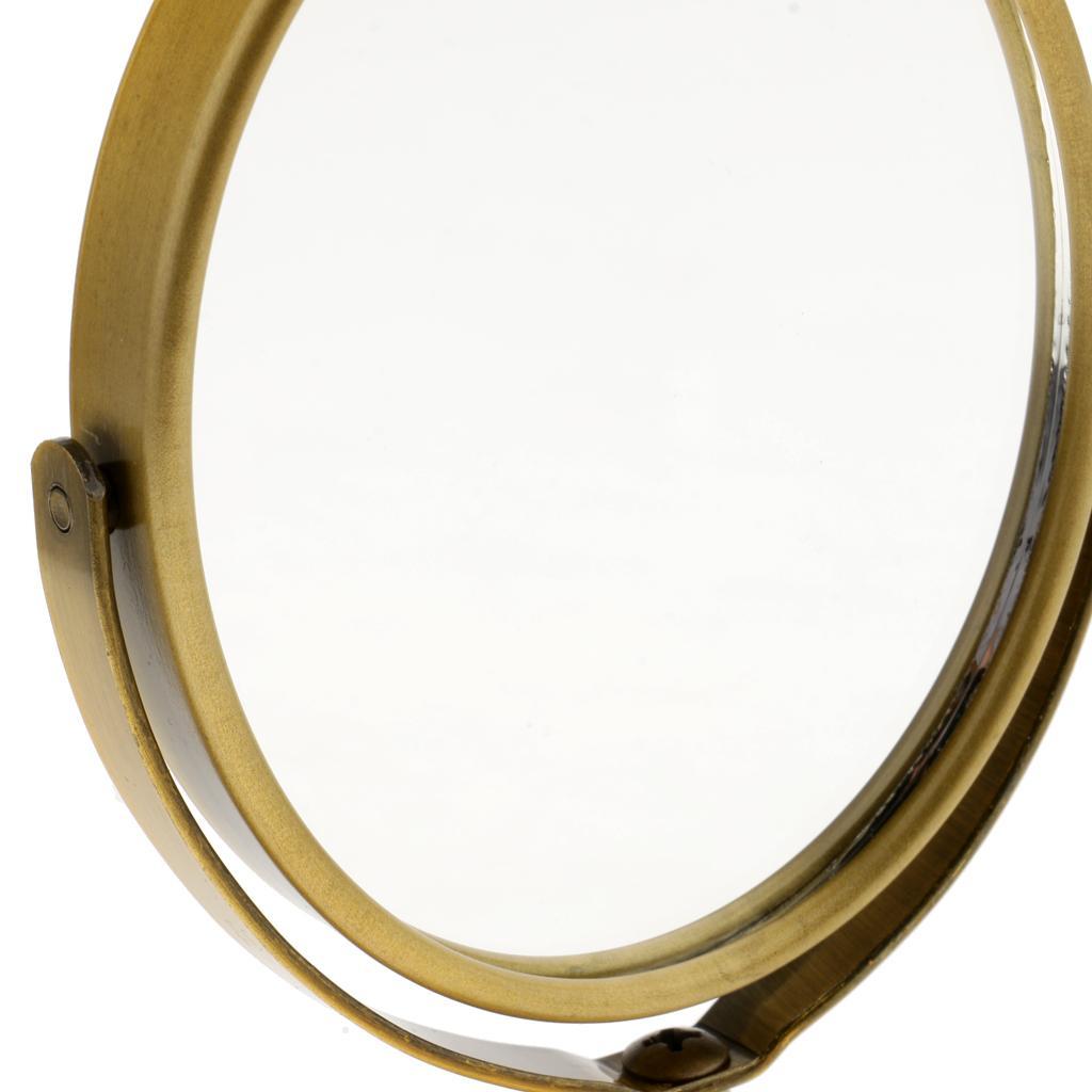 3in Mini Dual Side Normal Magnifying Oval Stand Makeup Table Mirror Bronze