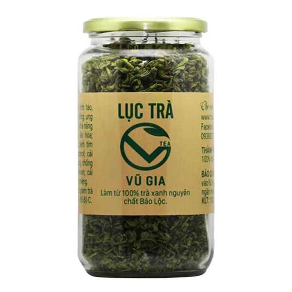 Lục Trà (Trà Xanh) Nguyên Chất Bảo Lộc Vũ Gia (200gr/hũ) - Hỗ trợ tim mạch, giảm cẩn phòng ngừa ung thư chống lão hóa