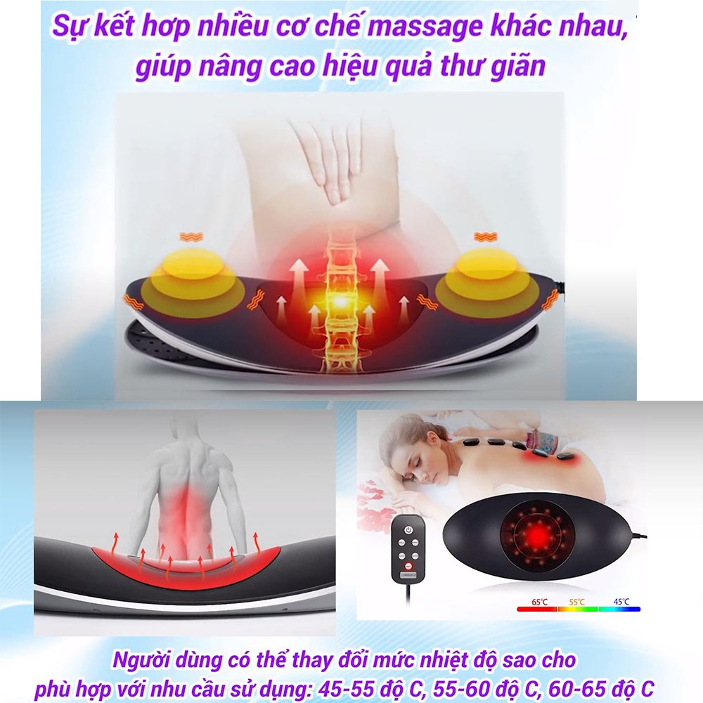 Máy Masage Lưng Cao Cấp - Dòng Máy Masage Trị Liệu Trực Tiếp Lên Vùng Eo, Thắt Lưng và Cột Sống - Máy Masage Nhiệt Hồng Ngoại - Thế Hệ Mới Với 4 Chế Độ Rung Chuyên Sâu - Điều Khiển Câm Tay Dễ Sử Dụng - Tặng Kèm Máy Hút Ráy Tai Chuyên Dụng