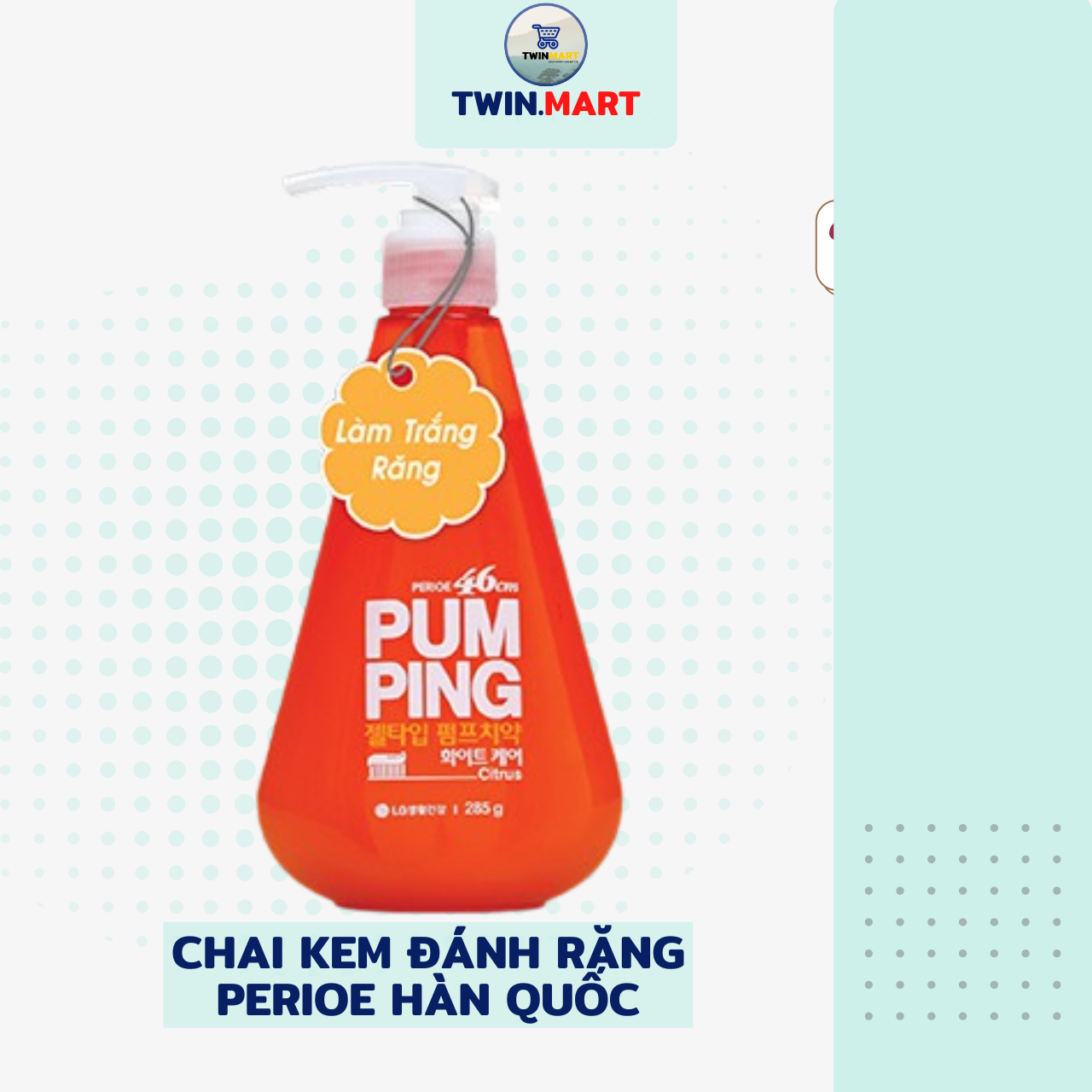 Kem Đánh Răng Perioe Pumping Hàn Quốc Cool Mint Hương Bạc Hà - Herb Hương Thảo Dược - Citrus Hương Cam 285G - Citrus Hương Cam