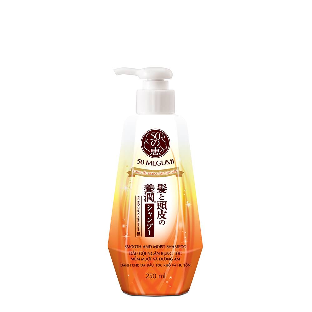 Dầu gội ngăn rụng tóc, dưỡng tóc mềm mượt 50 Megumi Smooth &amp; Moist Shampoo 250ml