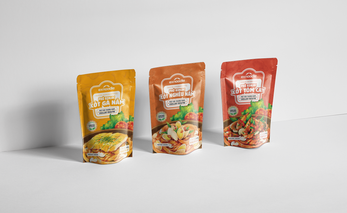 Combo 6 gói Phở konjac trộn xốt mix 3 vị-Phở tươi thượng hạng Exnoodle, ít calorie,giàu xơ,không chất bảo quản, sd trực tiếp