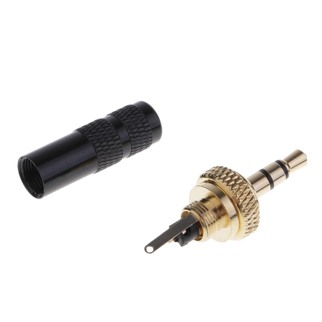 3.5mm Screw Lock Stereo Jack Male Plug Metal Audio Solder Adapter