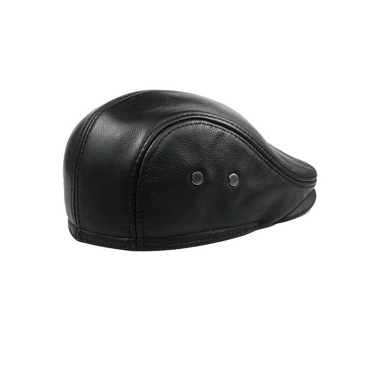 Mũ bê rê nam da bò có che tai BHY1971 Nón beret da thật, có size, vừa vòng đầu 55-60cm