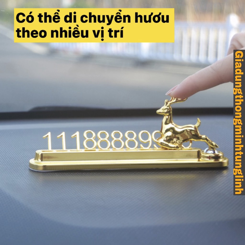 Bảng Số Mạ Vàng Hình Con Hươu Sóc Gắn Trên Mặt Taplo Xe Hơi Thiết Kế Sang Chảnh