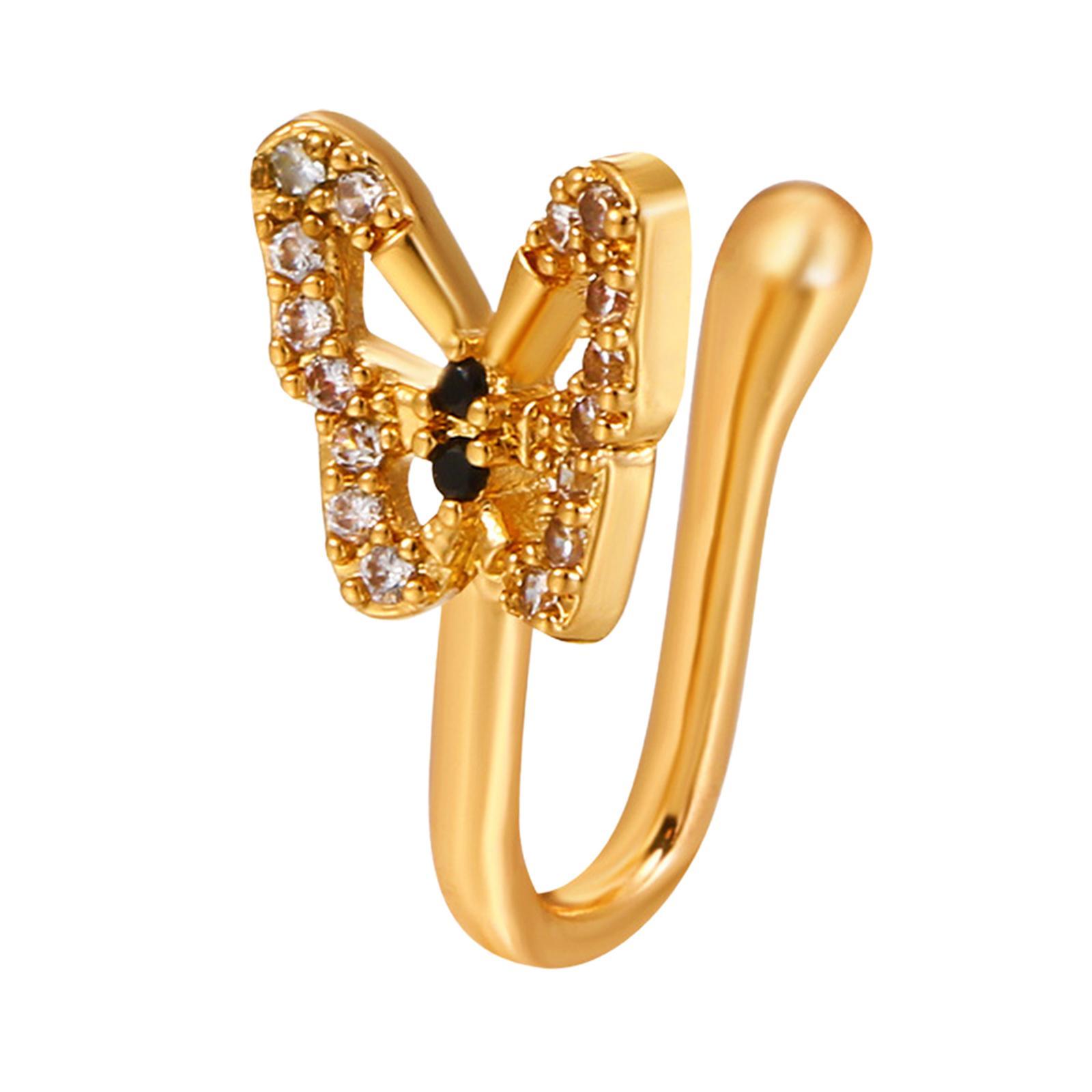 Fake Nose Rhinestone Copper No Piercing Clip on Nose for Women Men