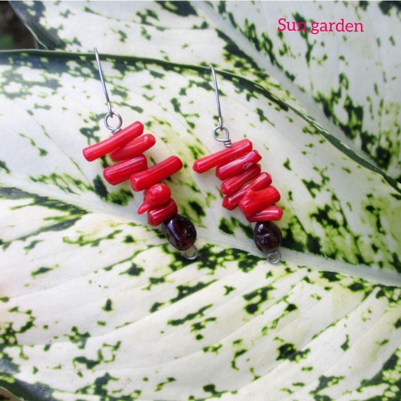 Bông tai san hô đỏ red caral