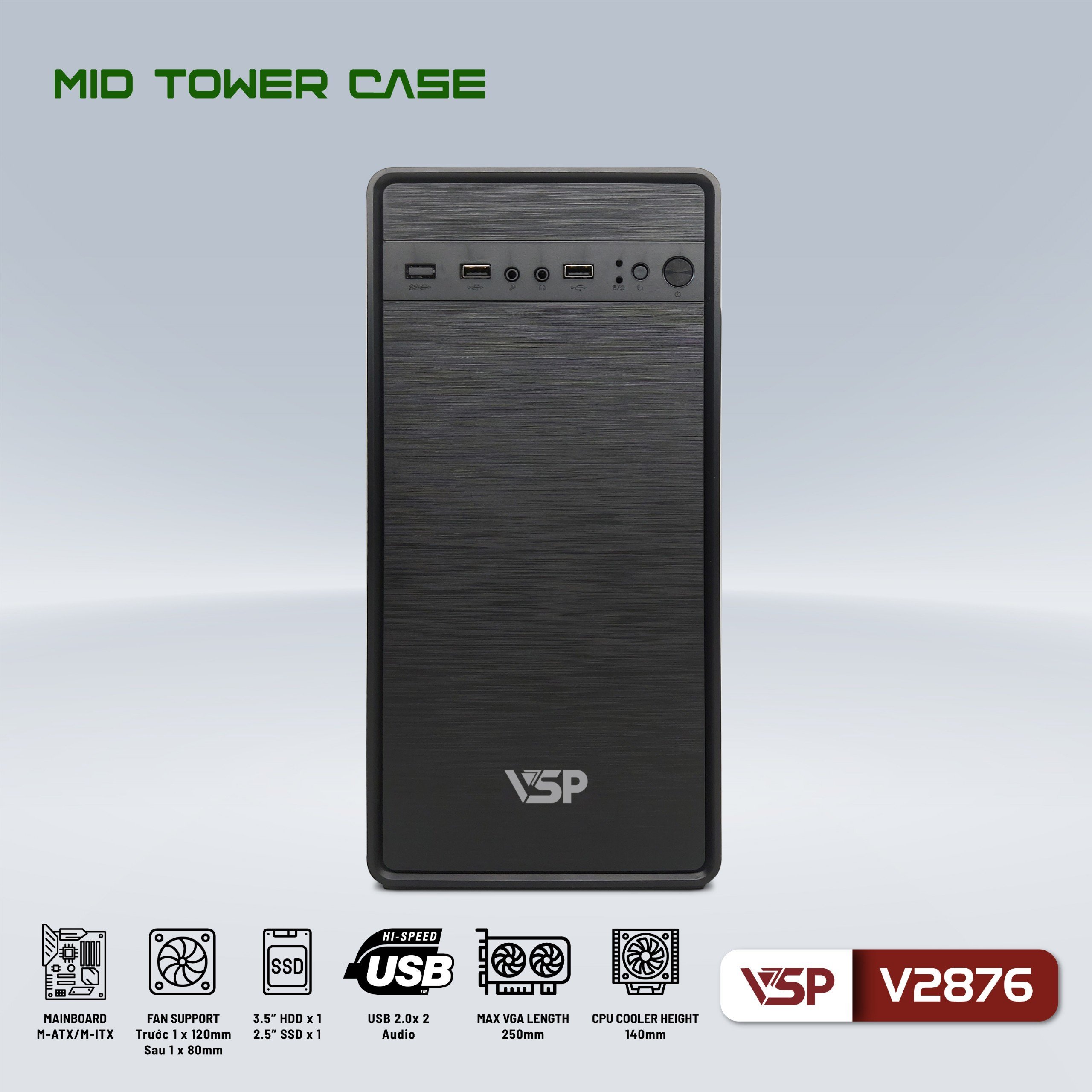 Case VSP V2873- V2876- V2879- V2886 (mATX)  (Case Văn Phòng Chuẩn mATX) - JL - HÀNG CHÍNH HÃNG