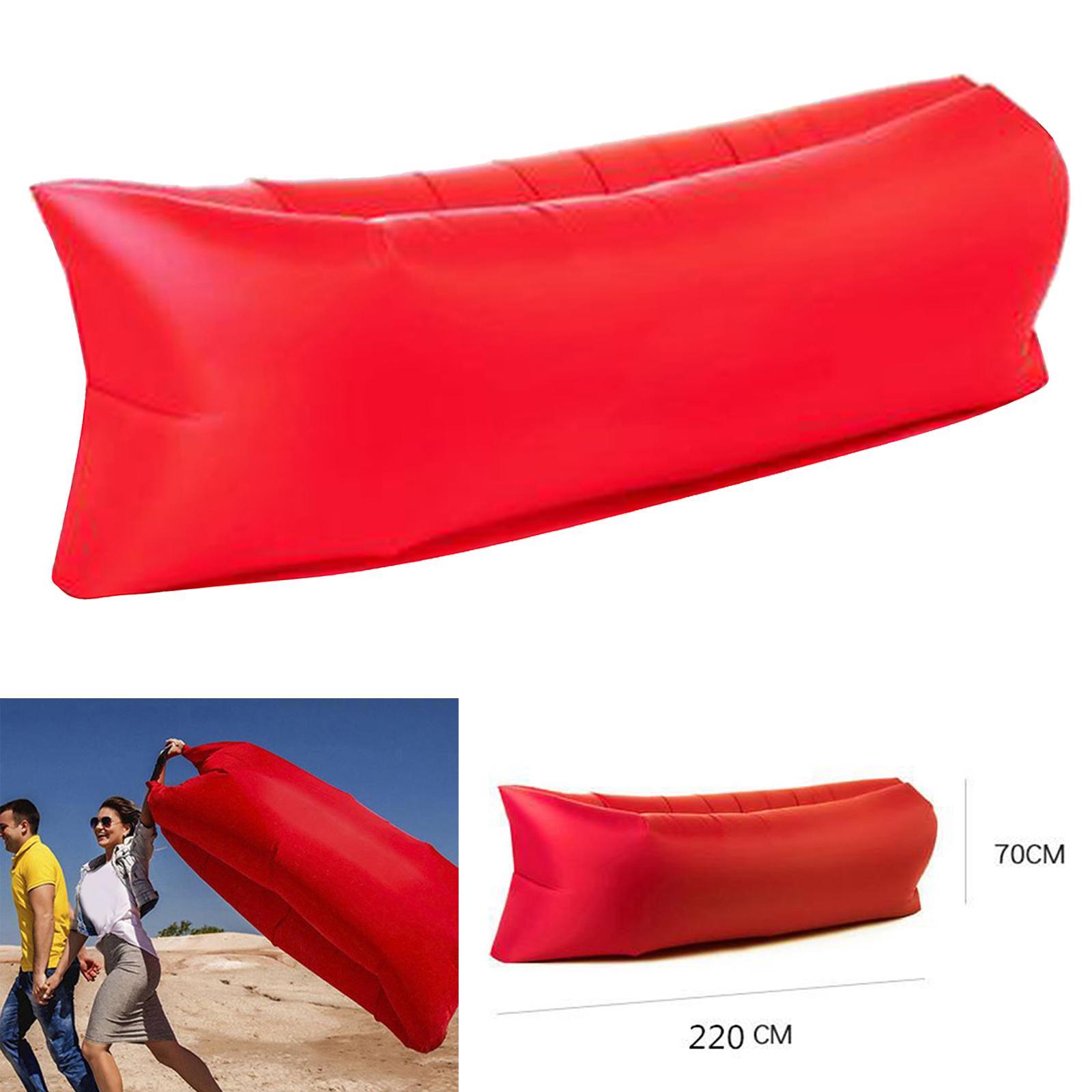 2xInflatable Sofa Air Bed Lounger Chair Sleeping Bag Mattress Couch Red