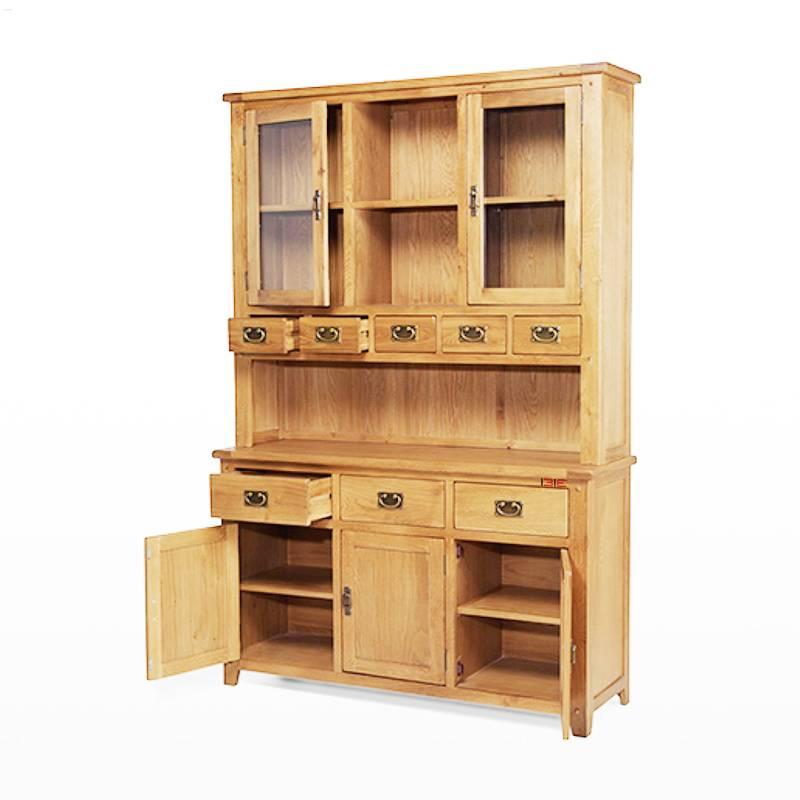 Tủ Chén Cao 3 Cánh Rustic Gỗ Sồi IBIE