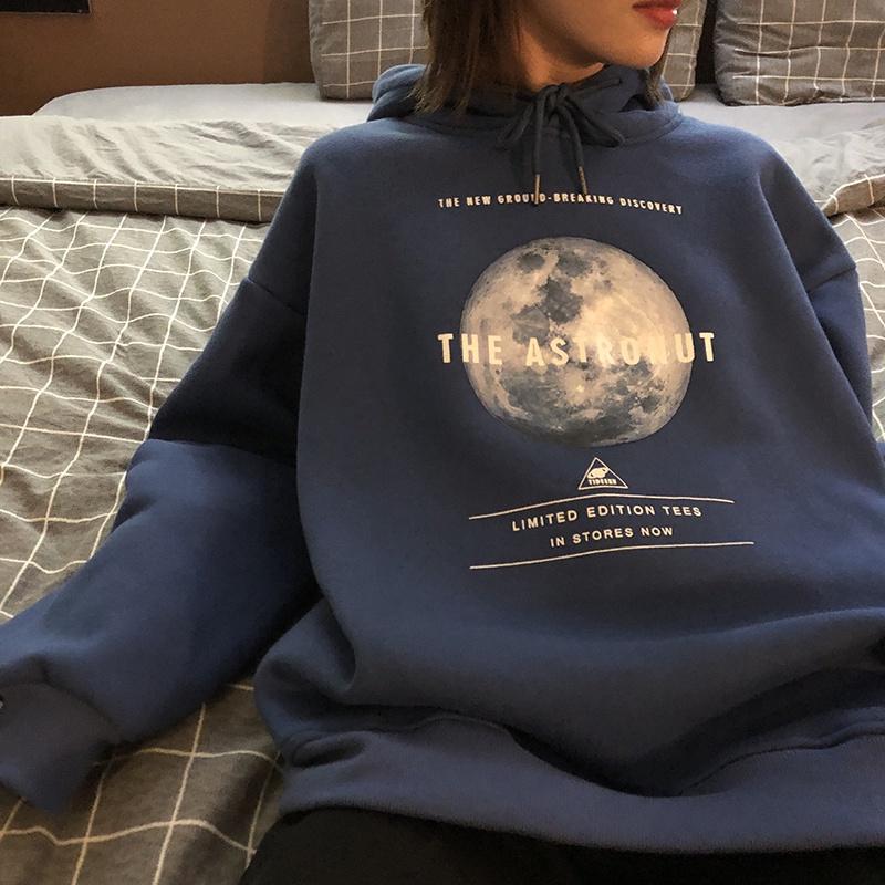 Áo Hoodie nam from rộng chất liệu cao cấp in hình mặt trăng phong cách Harajicu