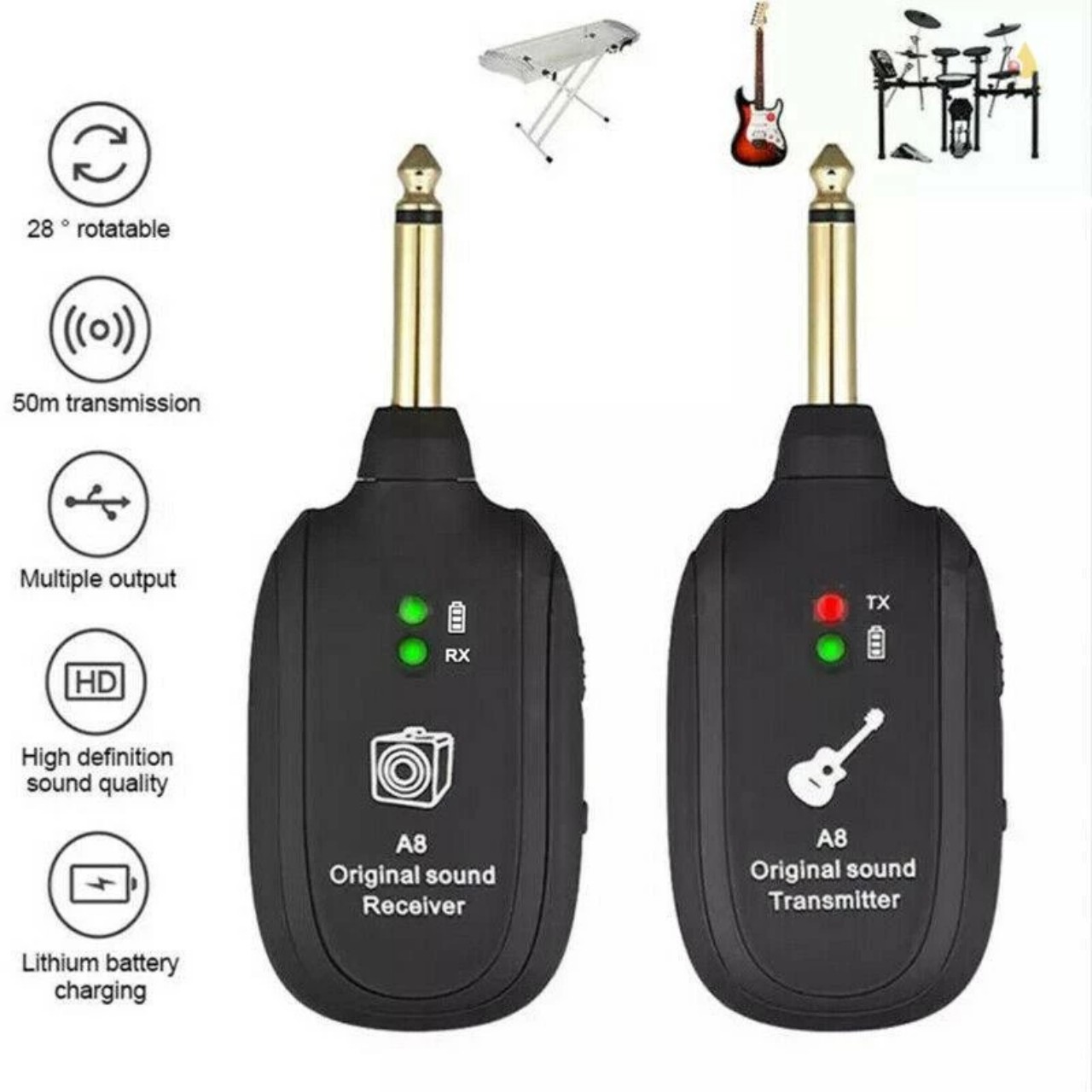 Bộ thu phát không dây wireless cho đàn guitar điện, guitar bass và các loại nhạc cụ khác