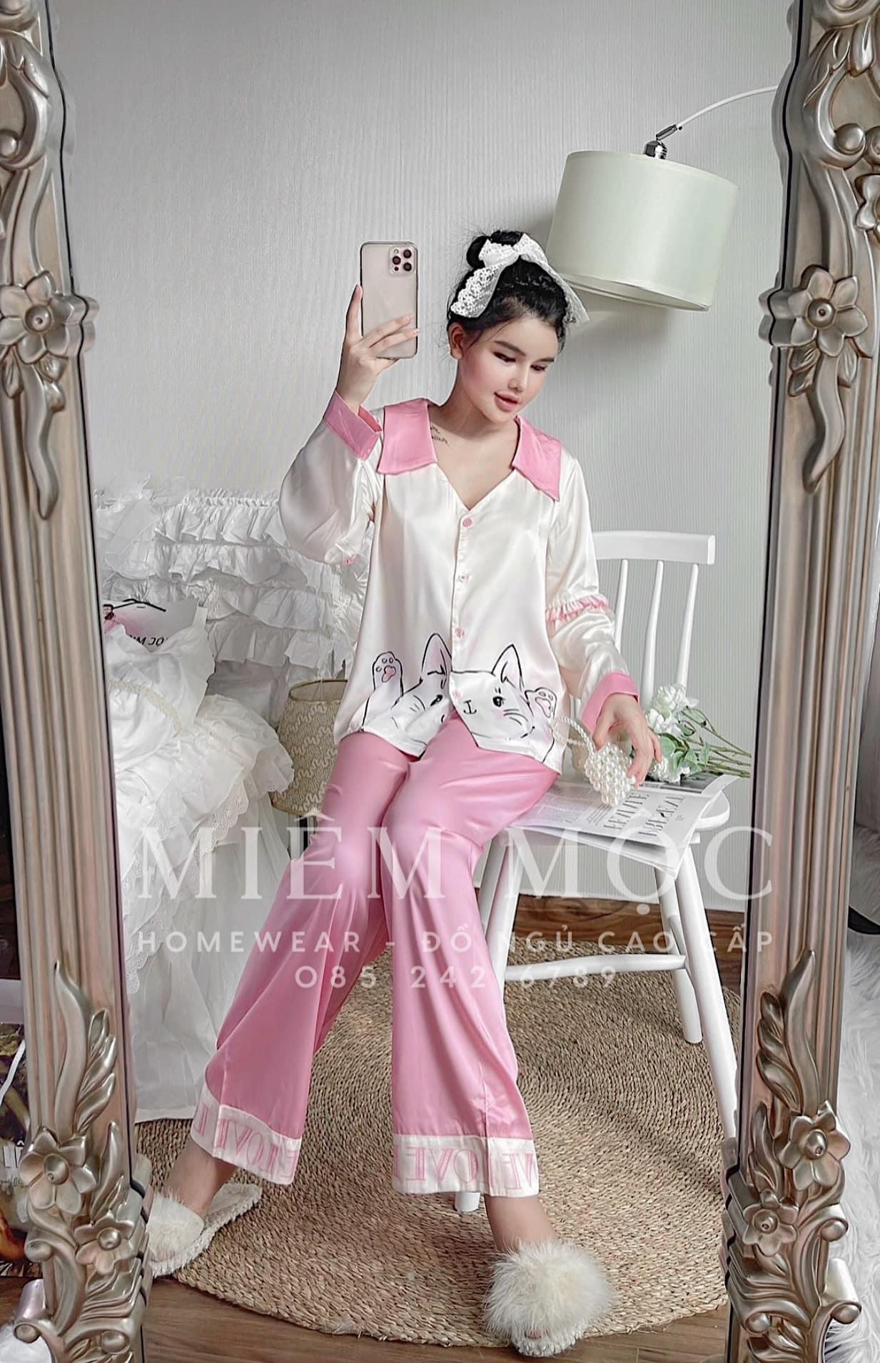 Bộ Pyjama Thiết Kế Tay Bồng Mẫu Tiểu Thư Xinh Xắn