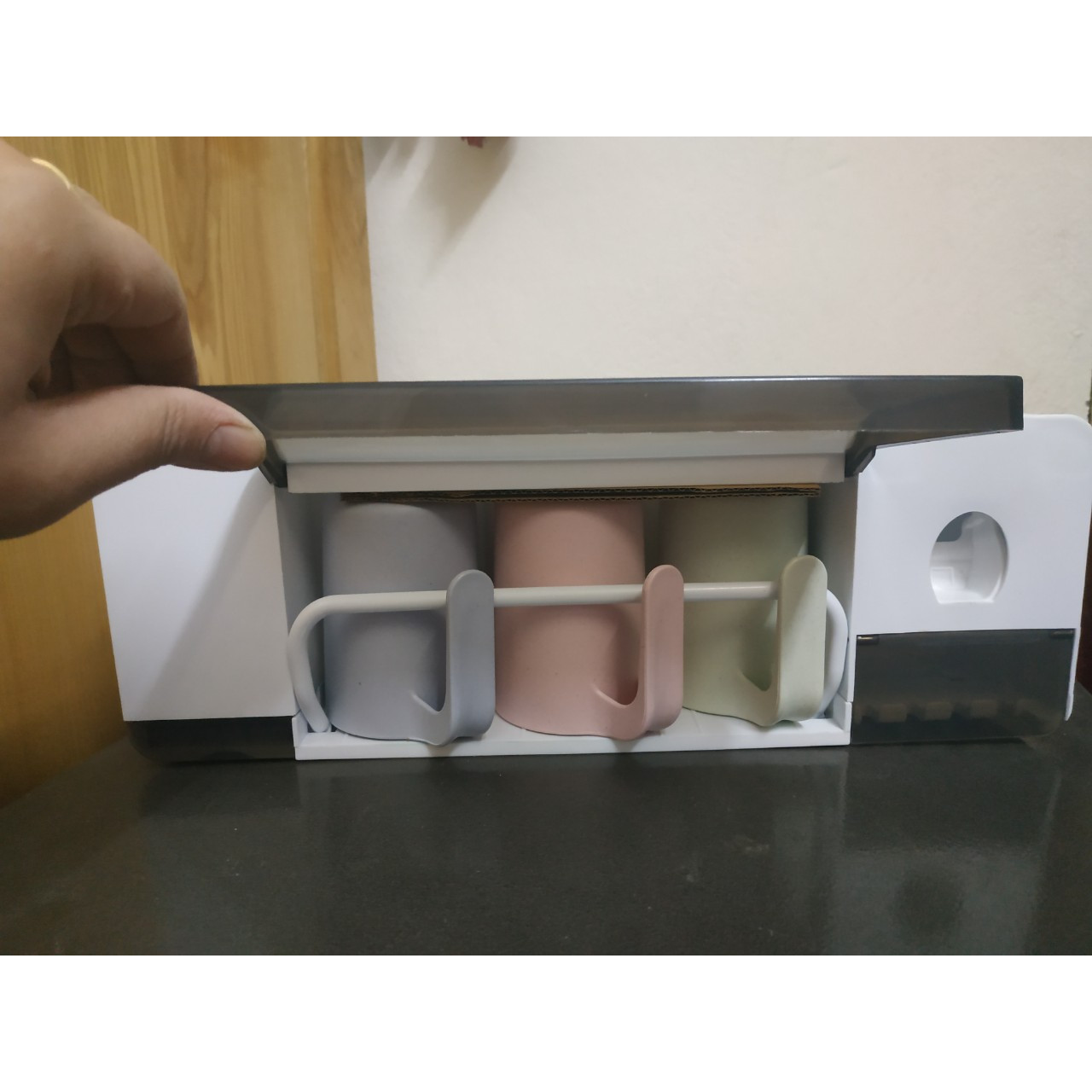 KỆ NHÀ TẮM ĐA NĂNG, KỆ NHẢ KEM ĐÁNH RĂNG ĐA NĂNG 6 IN 1 - LOẠI 3 CỐC