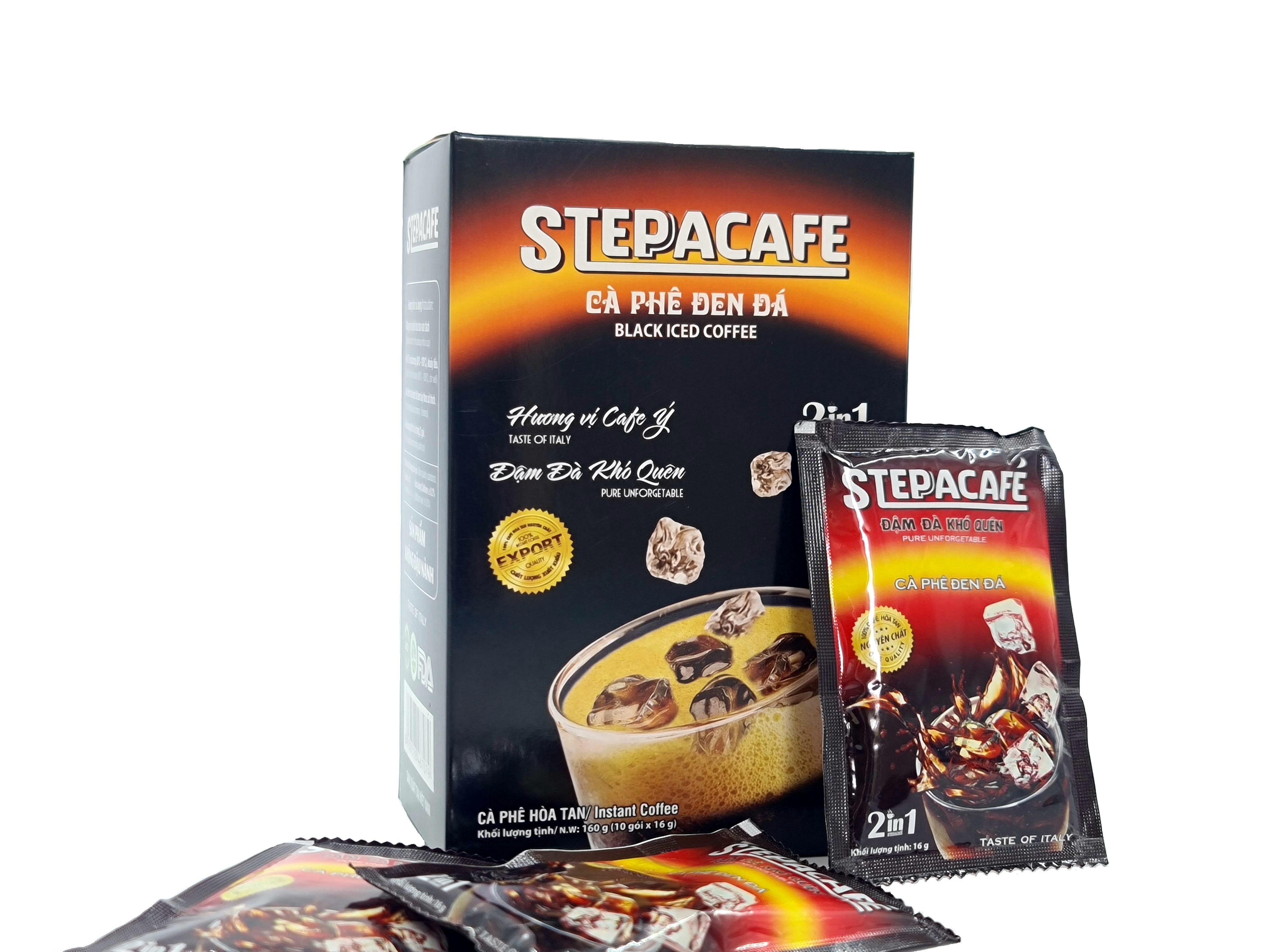 STEPPACAFE-Cà phê đen đá truyền thống (Hộp 10 gói x 16g)