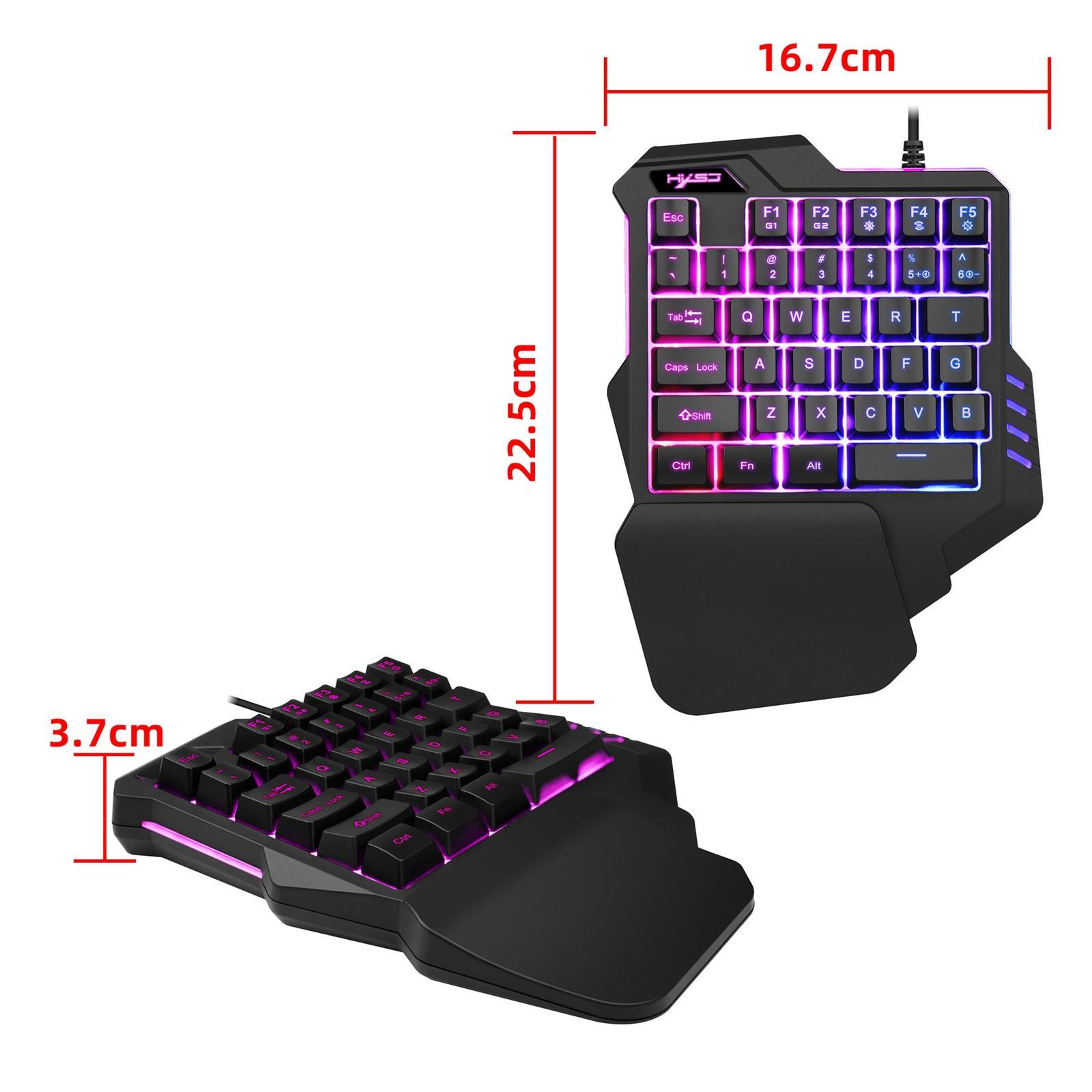 Portable Single Handed Gaming Keyboard 35 Keys RGB Wired Wide Compatibility