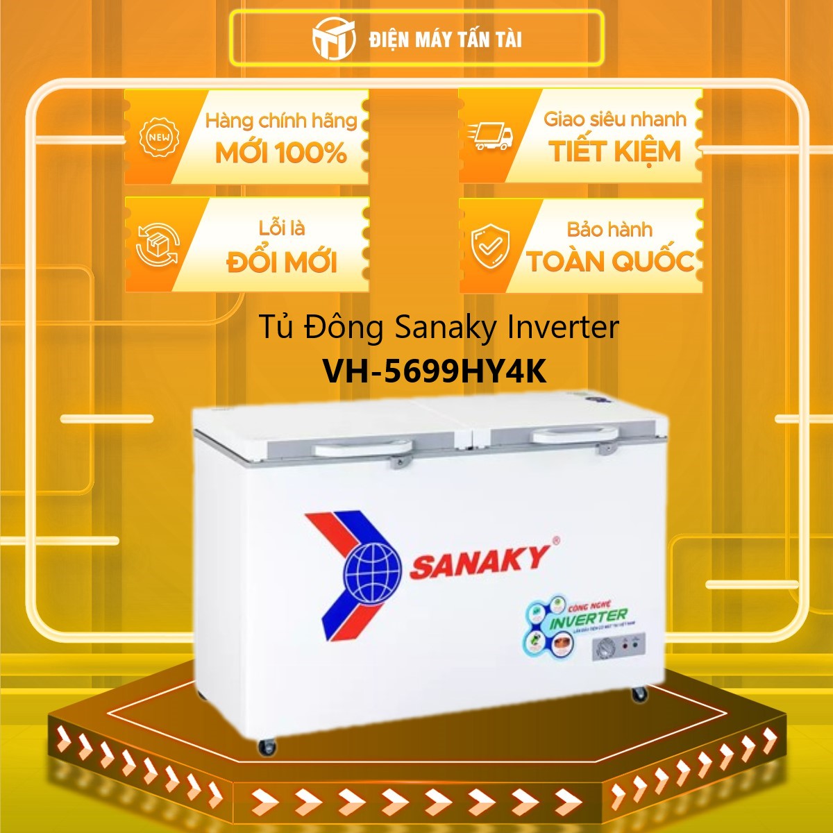 Tủ đông Sanaky inverter 410 lít VH-5699HY4K - hàng chính hãng( Chỉ giao HCM)