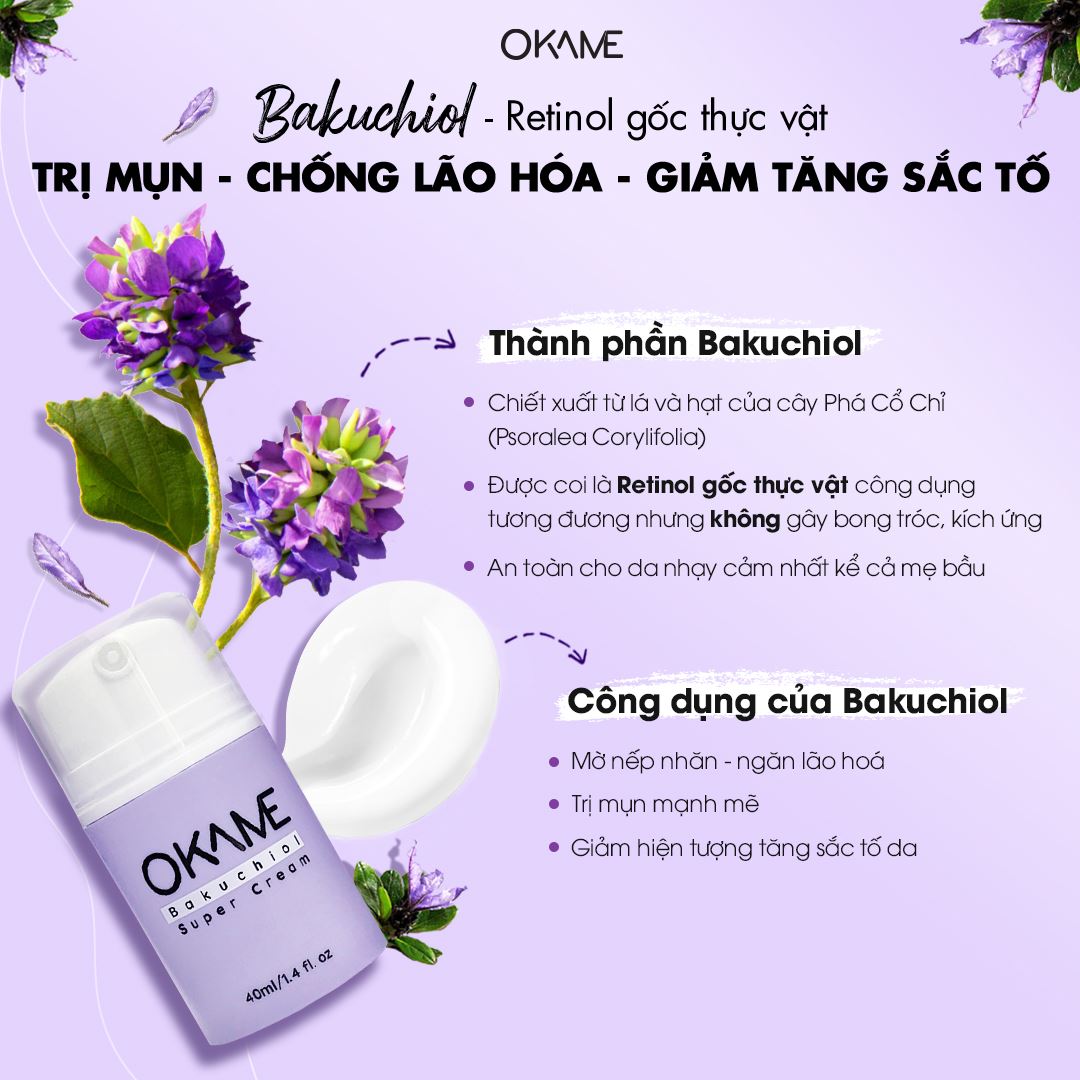 Kem Dưỡng Chống Lão Hoá, Săn Chắc Da Okame 1% Bakuchiol Super Cream 40ml