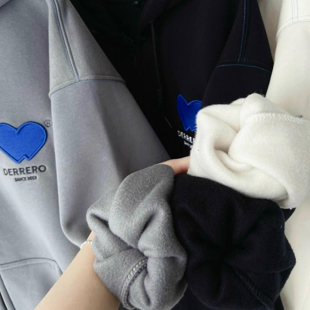 ÁO HOODIE - ÁO KHOÁC NỈ NGOẠI Dây full zip (Ảnh Thật) HOOIDE MỚI in TIM XANH