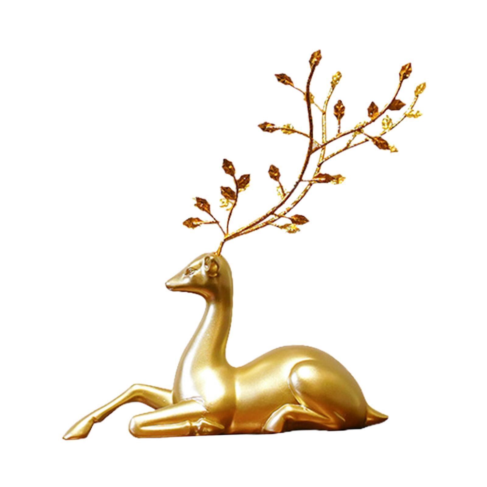 Resin Reindeer Figurine Display Cabinet Ornaments Animal Toys Tabletop Decoration Animal Statue Deer Reindeer Figures for Desktop Home Gifts