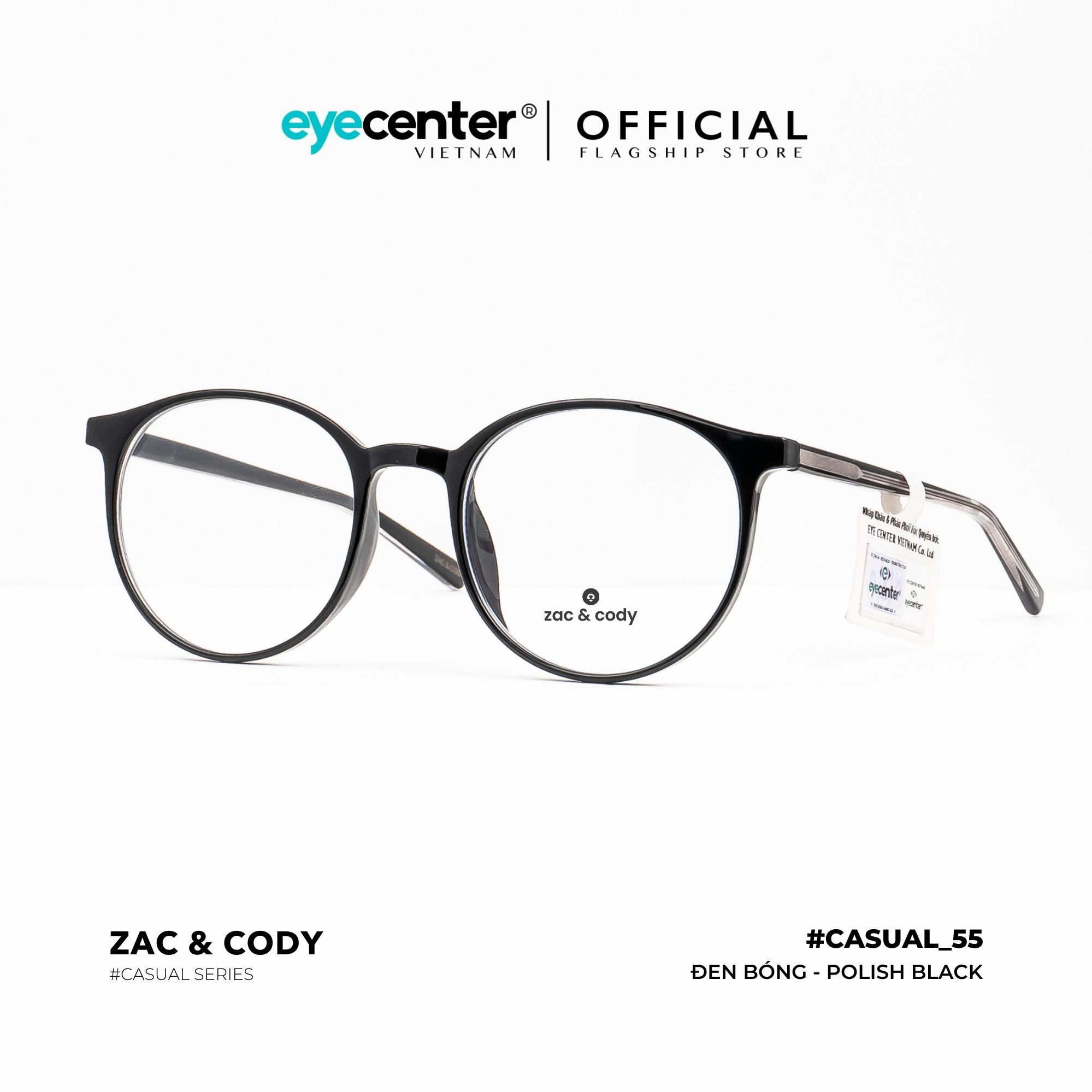 Gọng kính cận nam nữ chính hãng ZAC &amp;amp; CODY C55-S lõi thép chống gãy nhập khẩu by Eye Center Vietnam