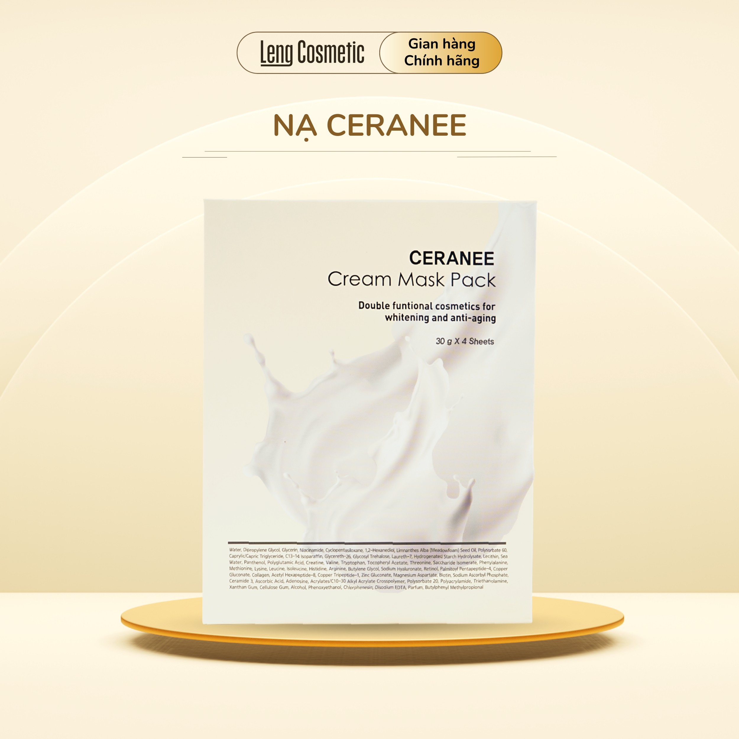 MẶT NẠ DƯỠNG TRẮNG và PHỤC HỒI DA NIACINAMIDE 2% - CERANEE HÀN QUỐC (1 hộp 4 miếng)