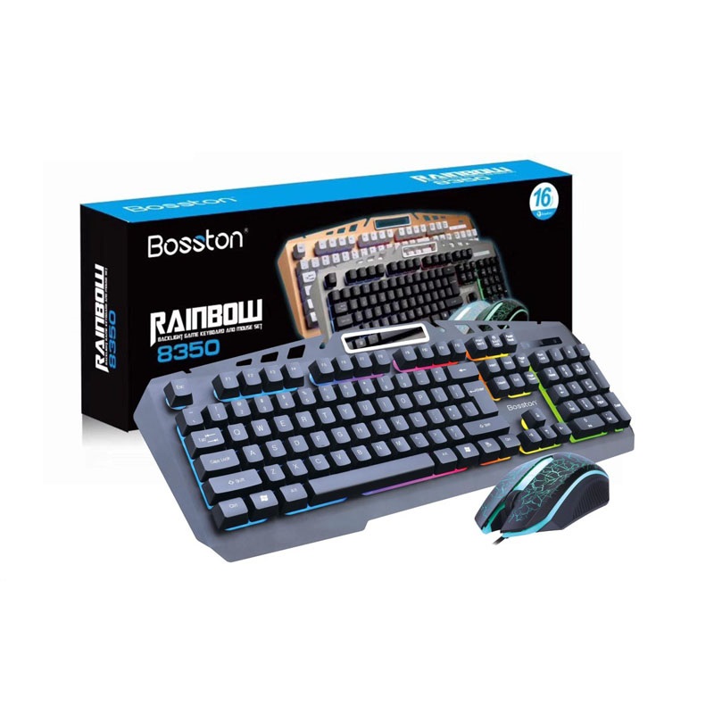 Bộ phím giả cơ và chuột Bosston 8350 phím cao chống nước, bấm cực êm, phím cao, chuyên game (Đen) hàng chính hãng