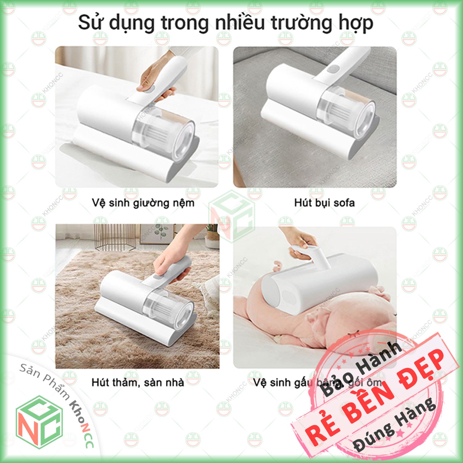 (Sạch Sẽ) Máy Hút Bụi Ga Giường - Ghế Sofa KhoNCC Hàng Chính Hãng - Không Dây Mini Có Tia UV Khử Khuẩn - KLM-MHBGN