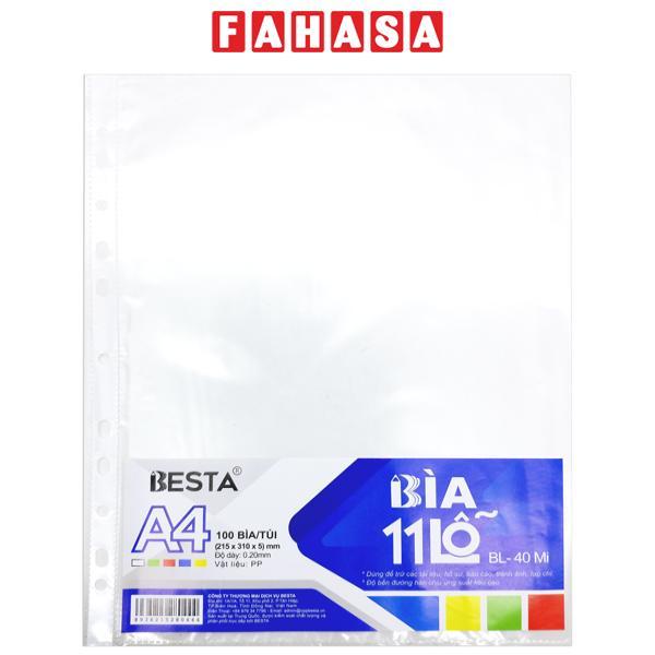 Bìa 11 Lỗ A4 Dày 40 Micron - Besta BL-40 (100 Bìa/Túi)