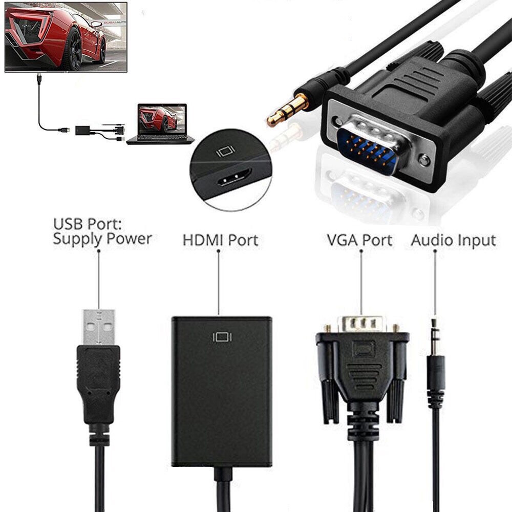 Cáp Tín Hiệu Chuyển Đổi VGA sang HDMI Có Audio Sheelteck
