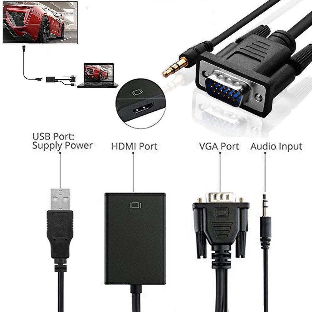 Cáp Tín Hiệu Chuyển Đổi  VGA sang HDMI Có Audio Sheelteck