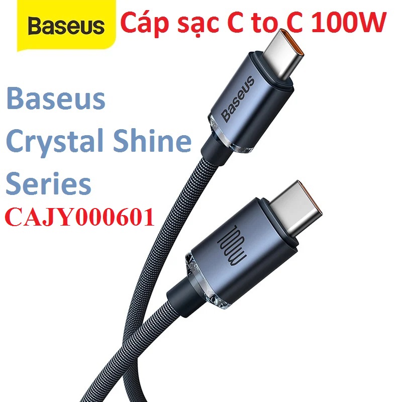 Cáp sạc nhanh siêu bền C to C 100W Baseus Crystal Shine CAJY000601 (1.2m) - Hàng chính hãng