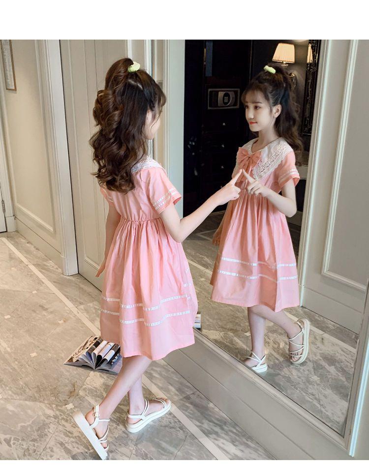 SHUANGYAN Cô gái ăn mặc mùa hè Hàn Quốc phong cách phương Tây búp bê cổ váy trẻ em trung bình lớn váy công chúa web đỏ(
