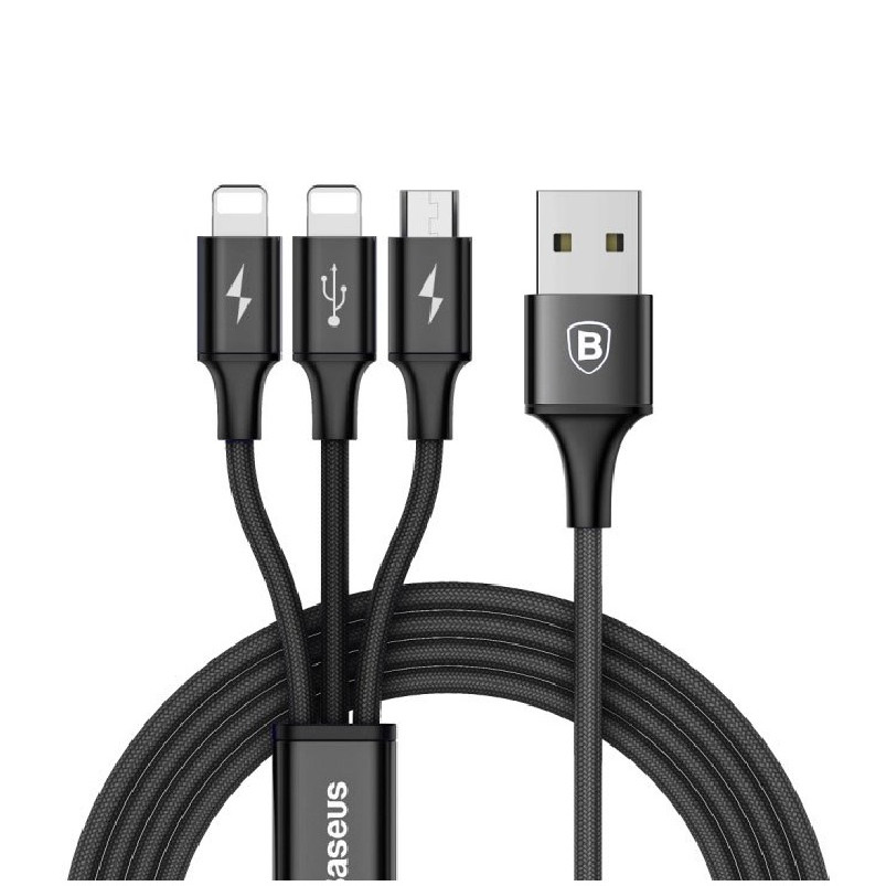 Cáp USB ra dual Lightning + Micro USB Baseus Rapid Series dài 1.2M - Hàng chính hãng