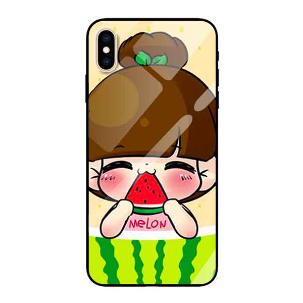 Ốp lưng kính cường lực cho iPhone Xs Max Nền Nàng Melon - Hàng Chính Hãng