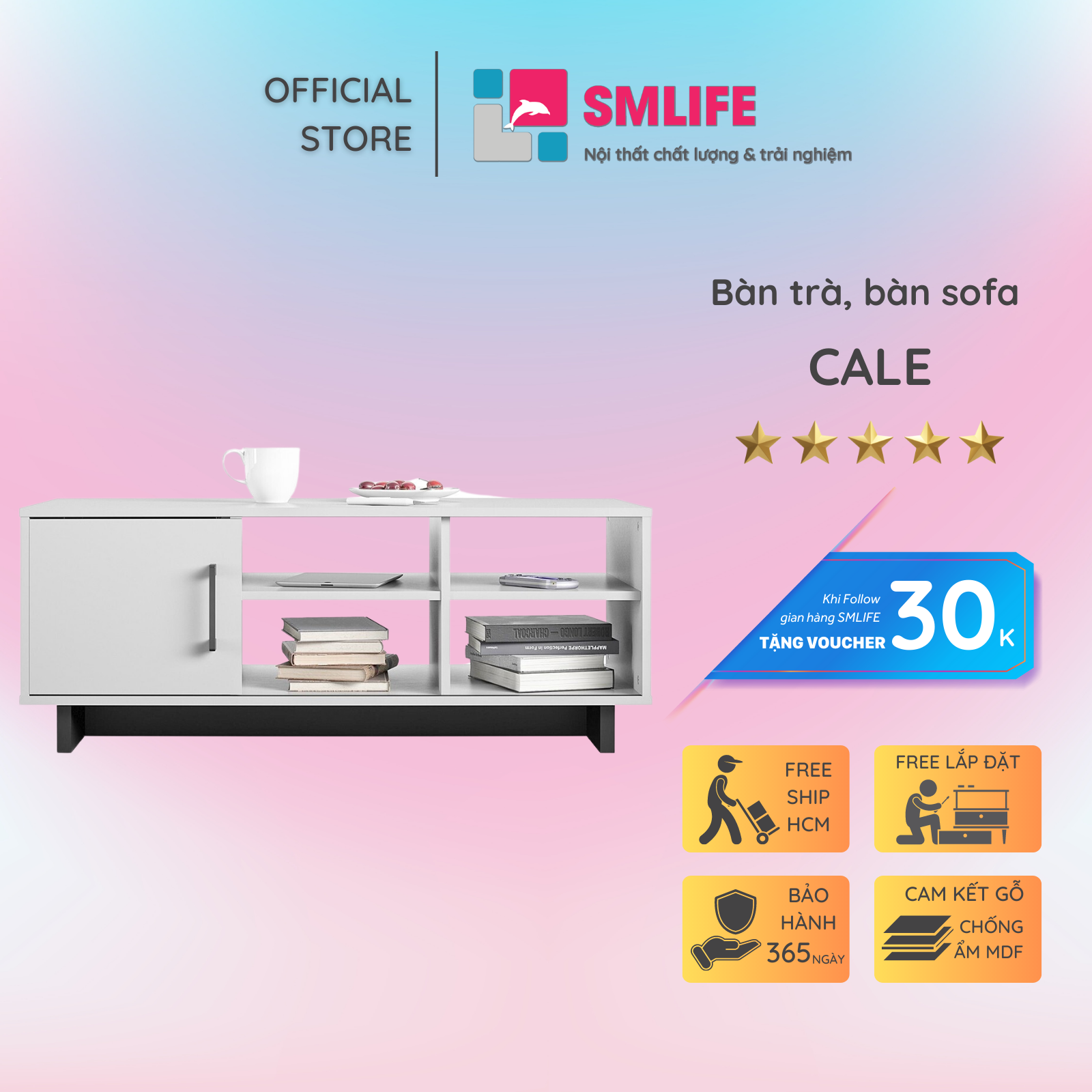 Bàn sofa phòng khách bằng gỗ công nghiệp SMLIFE Cale