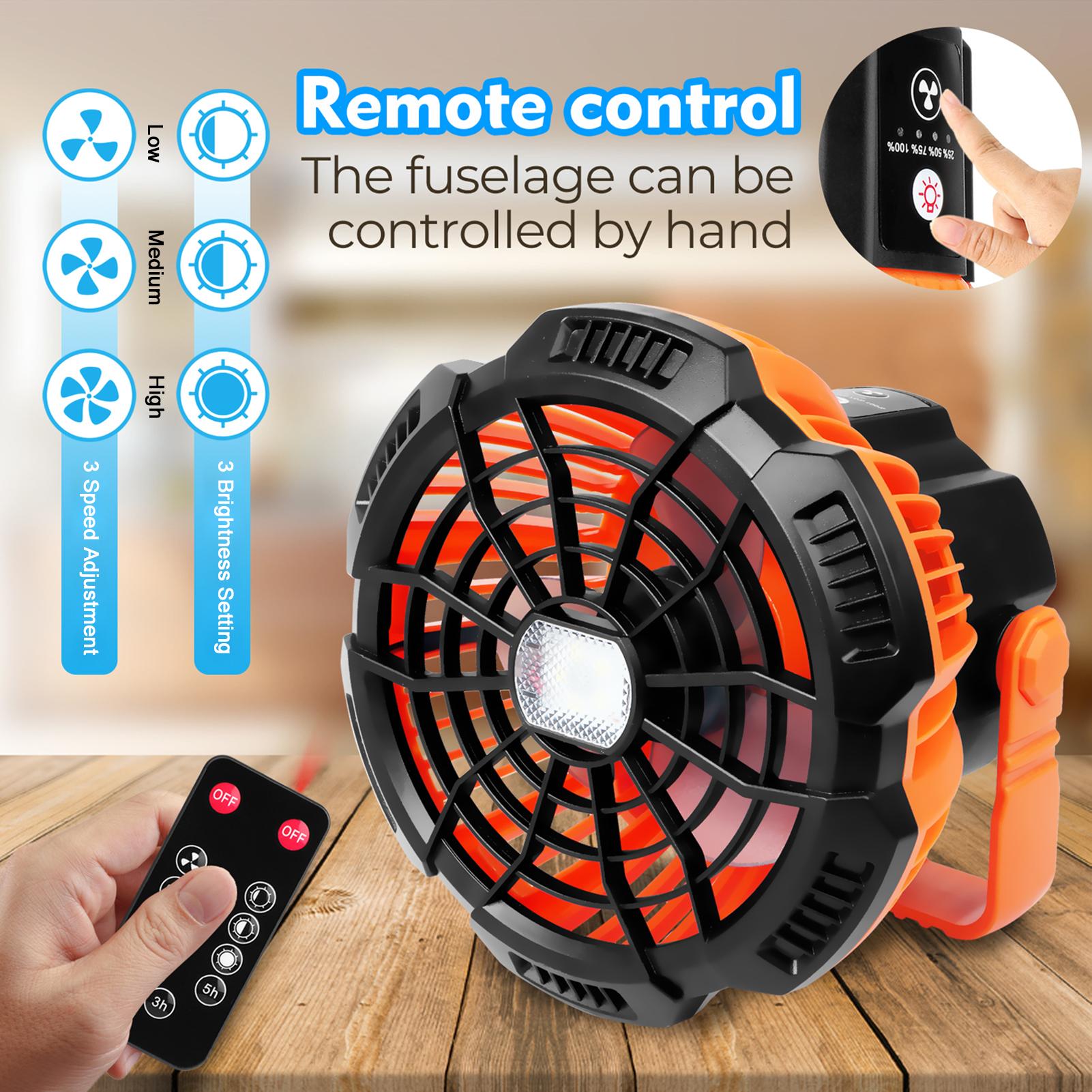 Quạt Máy Cắm Trại Kèm Đèn Pin 2 Trong 1 Tiện Nghi Phù Hợp Hoạt Động Ngoài Trời