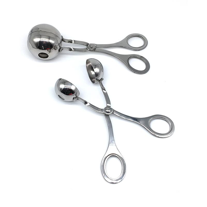 Dụng Cụ Kẹp Thịt Viên, Chả Viên, Cơm Nắm, Xíu Mại, Bò Viên Đa Năng Chất Liệu Inox Cầm Tay 16X3.5 Cm+ Tặng Kèm Hình Dán - Hàng Chất Lượng