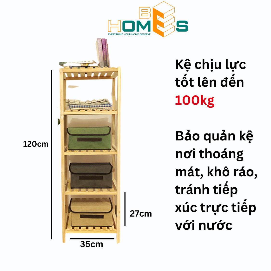 Kệ tab đầu giường Behomes 5 tầng, decor phòng ngủ