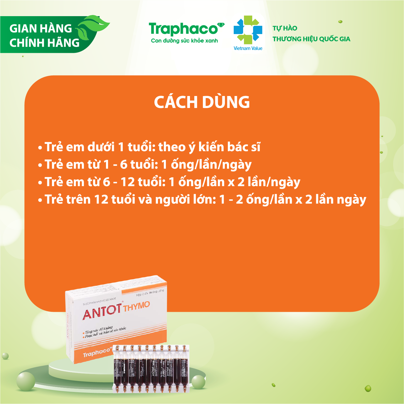 ANTOT THYMO - BỔ DƯỠNG TOÀN DIỆN, ĂN NGON, TĂNG SỨC ĐỀ KHÁNG - CHO NGƯỜI HAY ỐM ĐAU