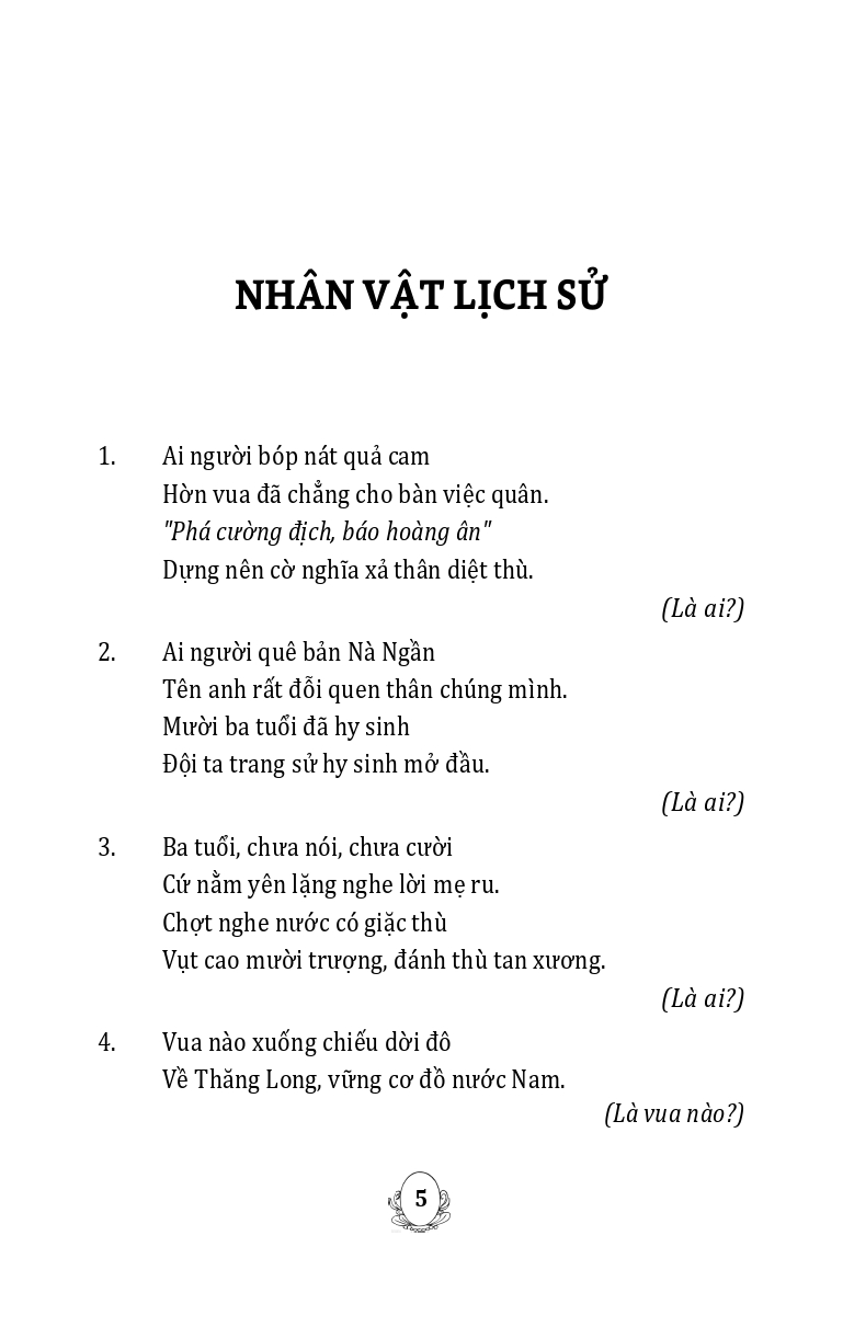 Câu Đố Nhân Vật Lịch Sử, Địa Danh