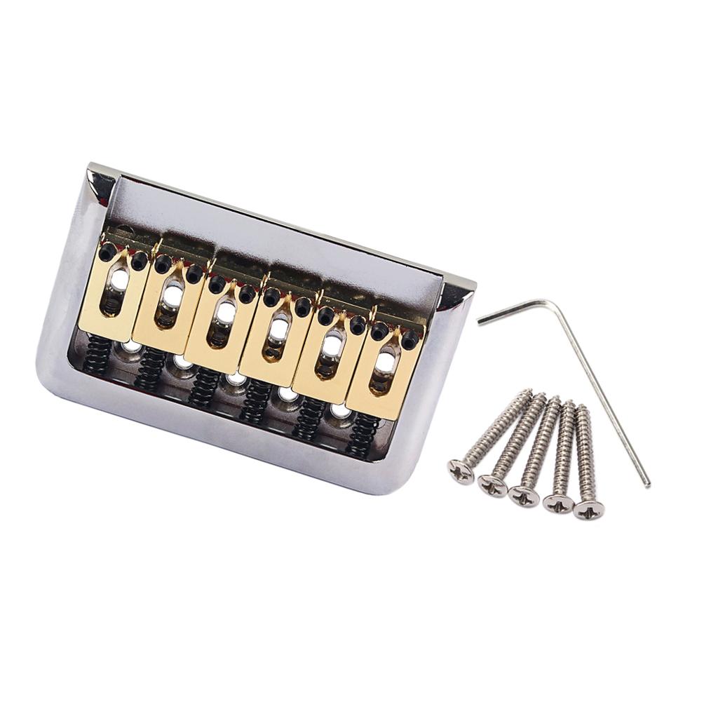 1 Set 6 String Guitar Fixed Bridge Saddle for Electric/Cigar Box Guitar Replacement Parts Chrome