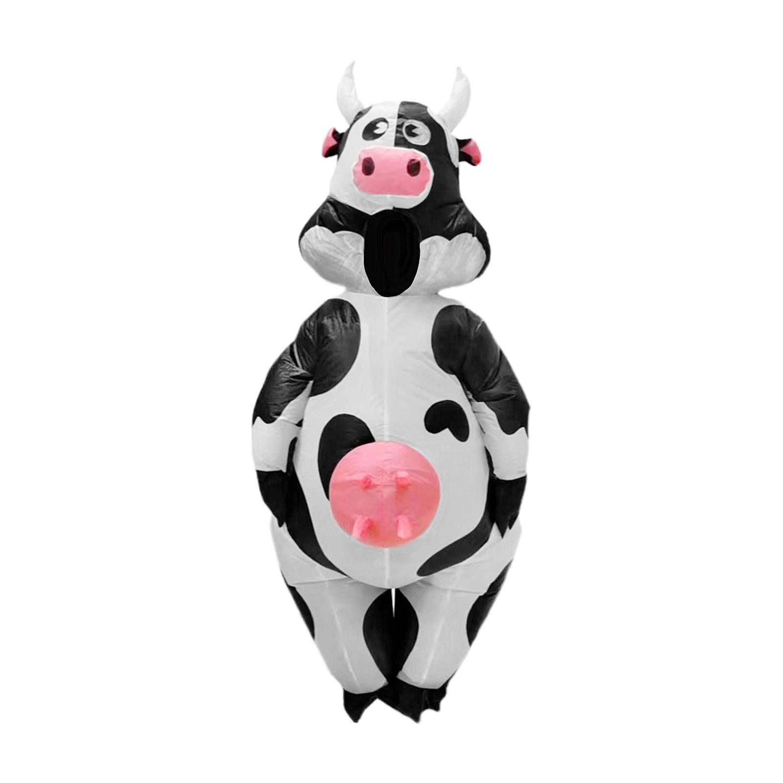 Inflatable Cow Costume Farm Animal Costume Role Play Clothing Blow Costume Fancy Dress for Party Holiday Halloween Carnival Cosplay Props