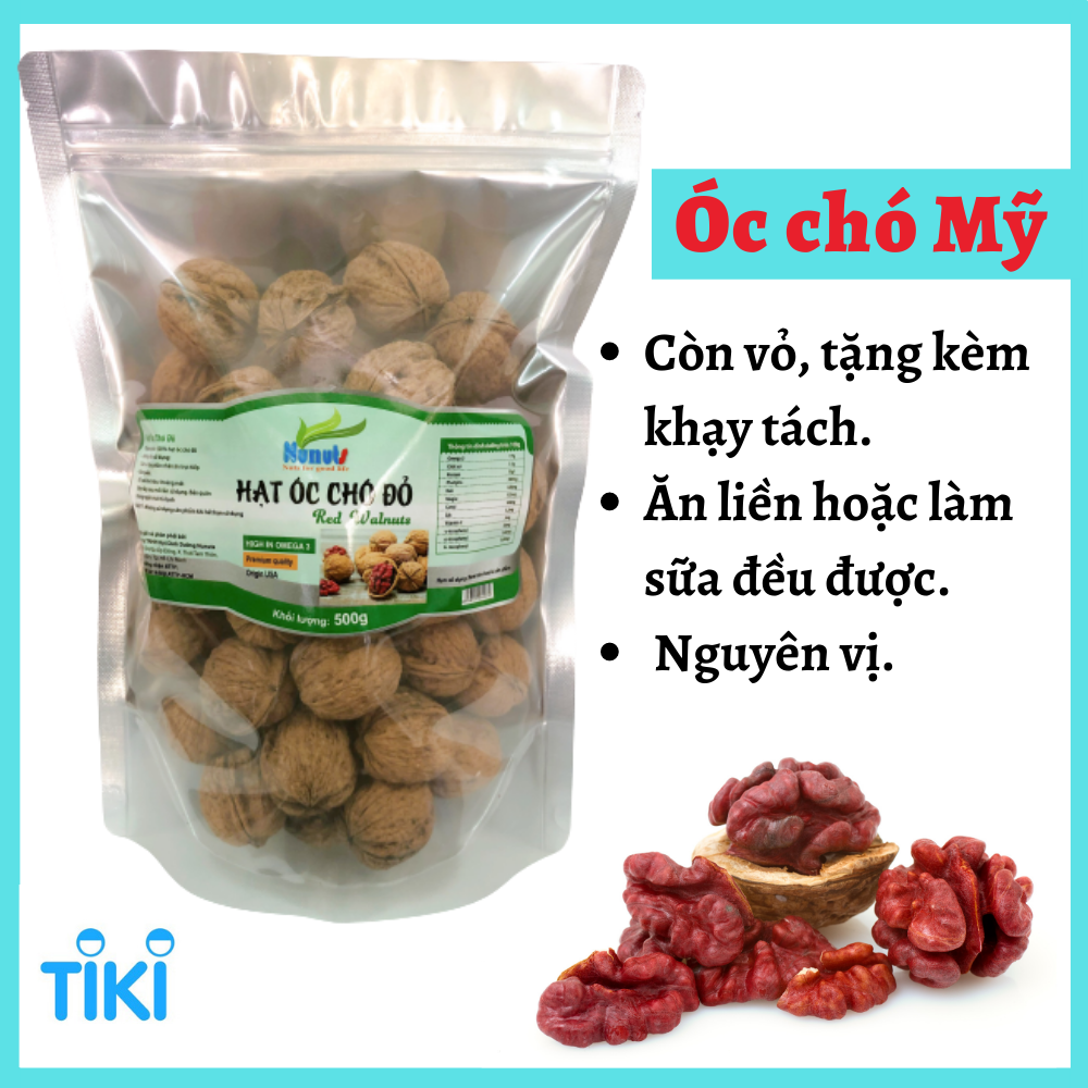 Hạt óc chó đỏ còn vỏ Mỹ, tặng kèm khạy tách vỏ trong túi,hạt vụ mùa mới, không hôi dầu, không chất bảo quản, hạt óc chó hữu cơ cho mẹ bầu hết nghén con thông minh Nunuts