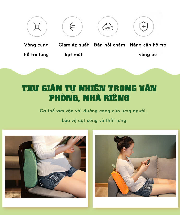 Đệm tựa lưng ghế văn phòng ô tô cao su non Vỏ gối siêu thoáng Gối tựa lưng kích thước 32 x 33 cm x 6/11cm – Giao Mẫu Ngẫu Nhiên