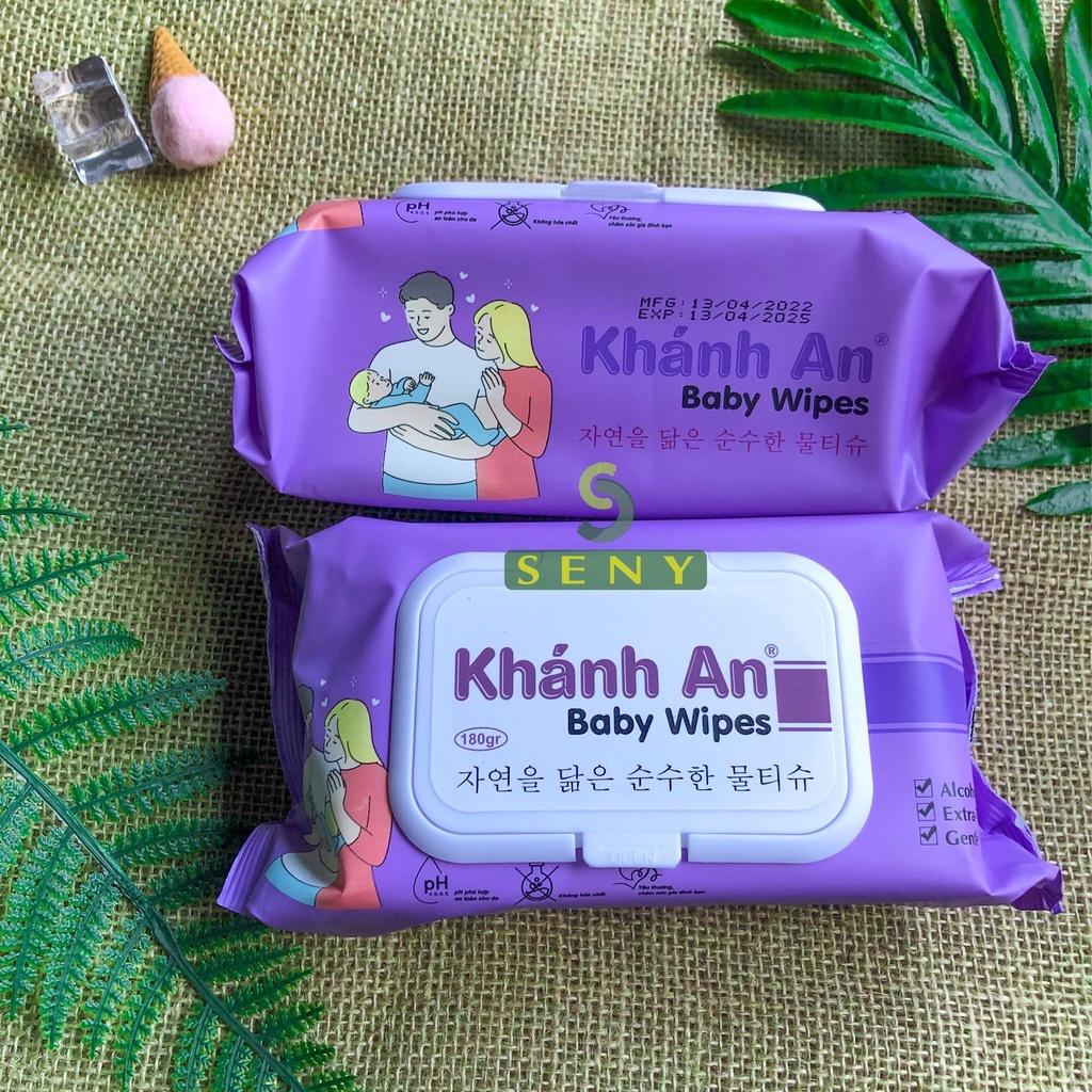 Khăn giấy ướt cho bé không mùi an toàn cho da của trẻ Khánh An 180g